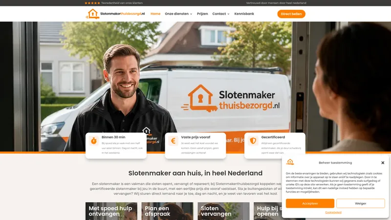 Website van Slotenmakerthuisbezorgd Rotterdam