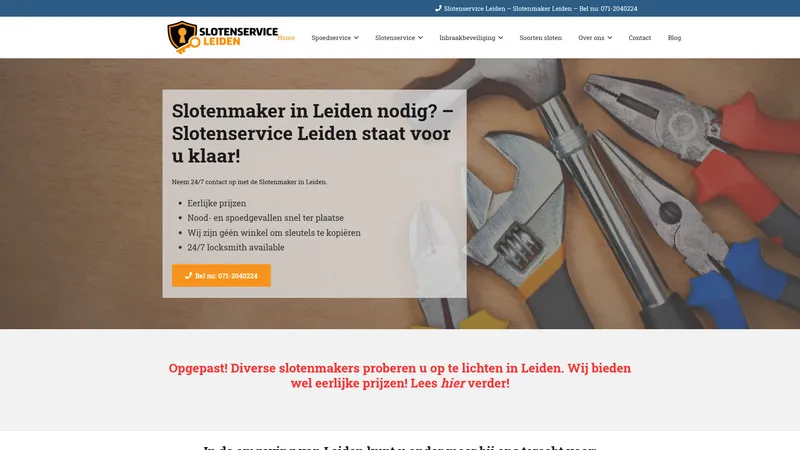 Website van Slotenservice Leiden