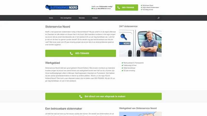 Website van Slotenservice Noord
