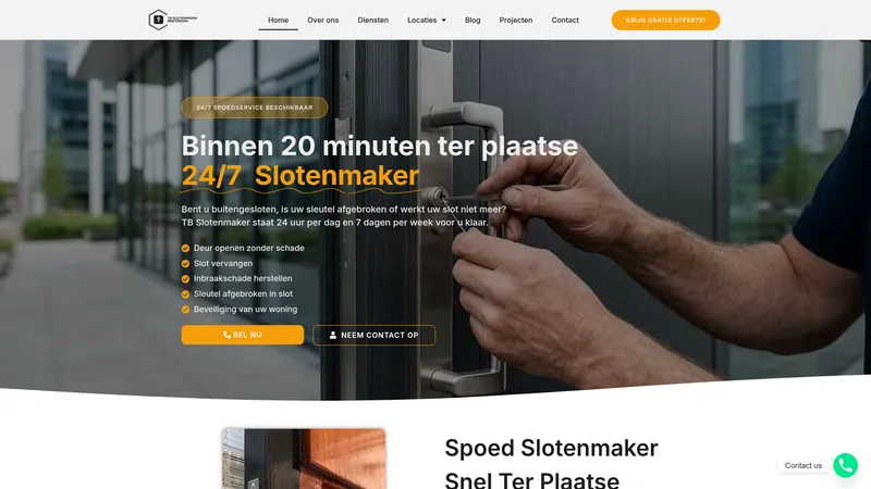 Website van Snel en betaalbare slotenmaker TB Slotenmaker