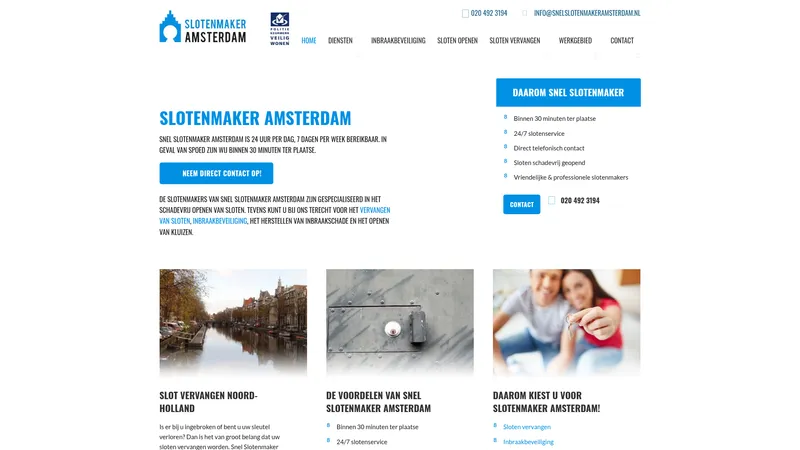Website van Snel Slotenmaker Amsterdam