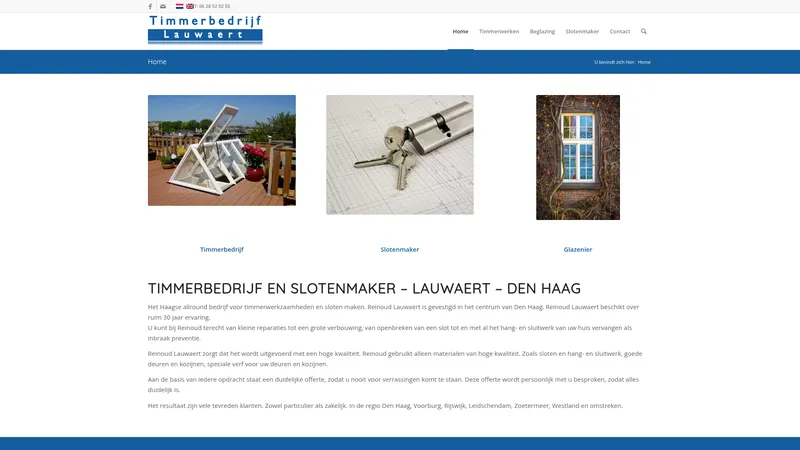 Website van Timmerbedrijf Lauwaert