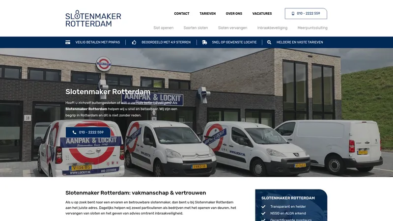 Website van Vak Slotenmaker Rotterdam