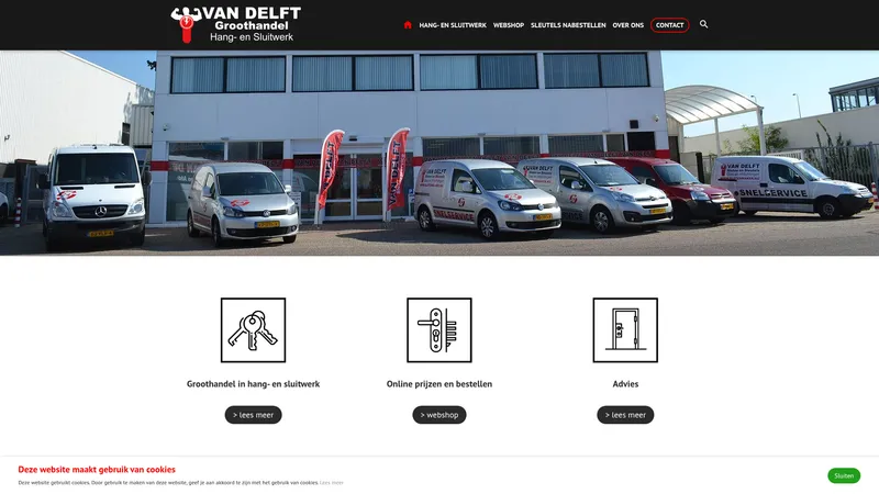 Website van Van Delft Groothandel