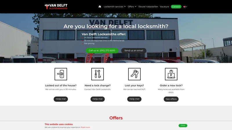 Website van Van Delft Slotenmaker