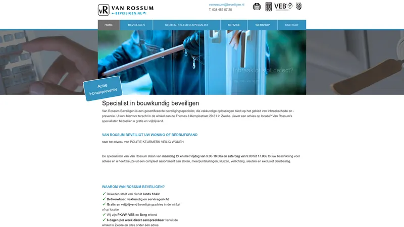 Website van Van Rossum Beveiligen