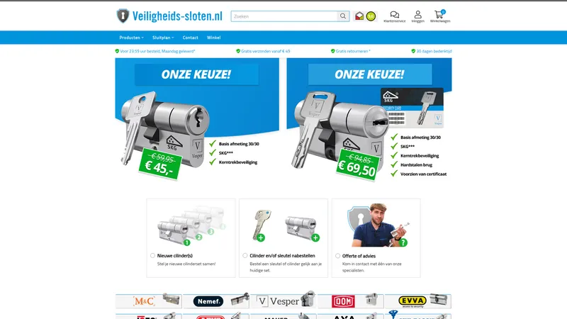 Website van Veiligheids-sloten.nl B.V.