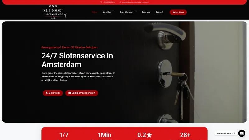 Website van Zuidoost slotenservice 24/7